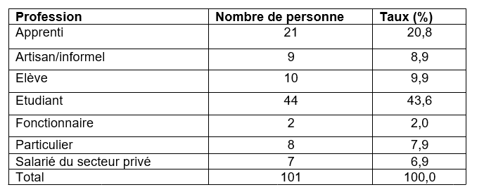 Répartition des enquêtés selon le statut professionnel 